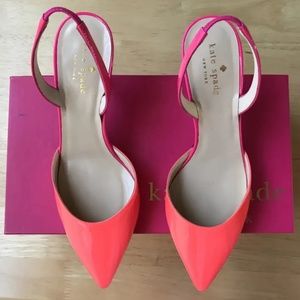 NIB KATE SPADE JEANETTE SLINGBACK HEELS Size 7.5 lipstick pink